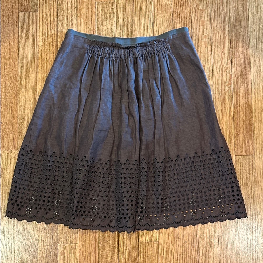 Elegant Dark Brown Eyelet Women's Skirt Size 4